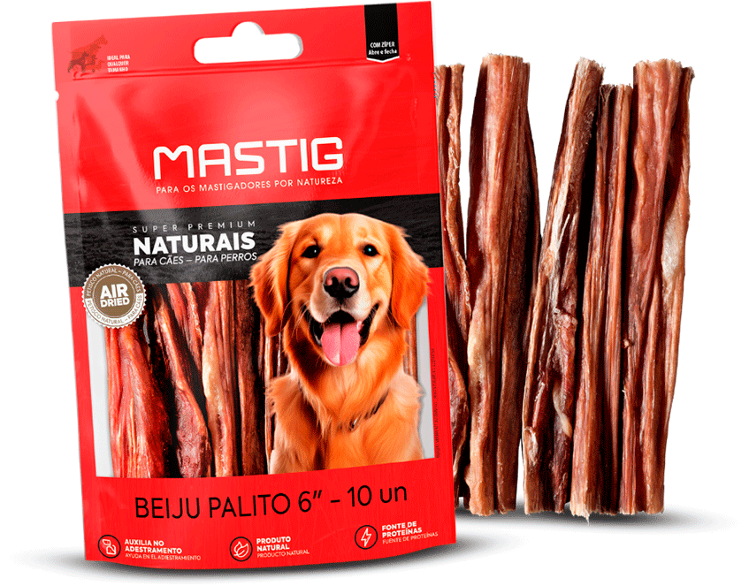 Petisco Beiju Palito Mastig Beiju 6" Super Premium Naturais para Cães - 10 Unidades