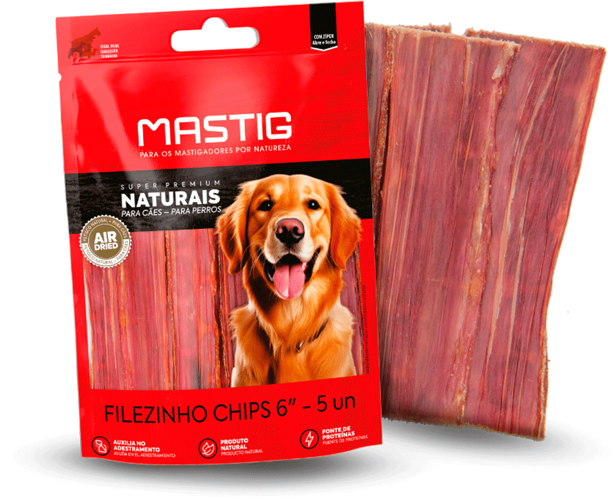 Petisco Filezinho Chips Mastig Super Premium Naturais para Cães - 5 Unidades