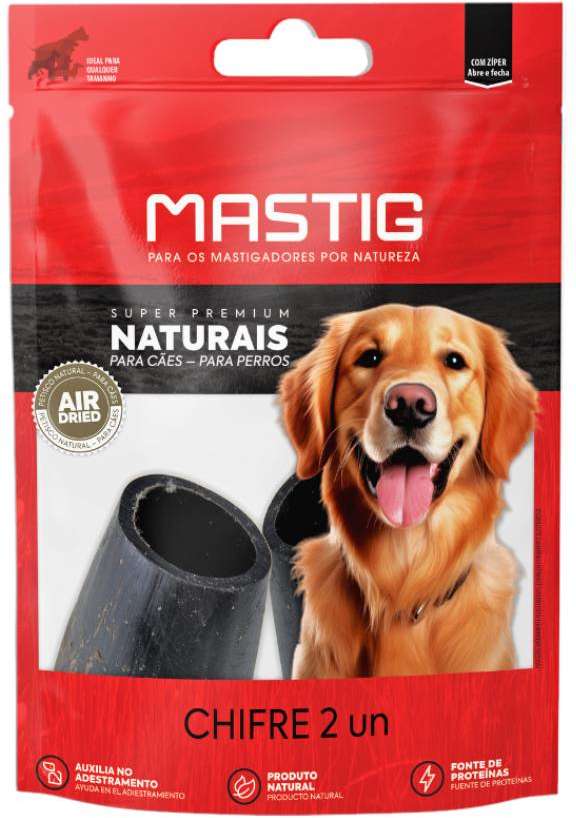 Petisco Chifre Bovino Mastig Super Premium Naturais para Cães - 2 Unidades