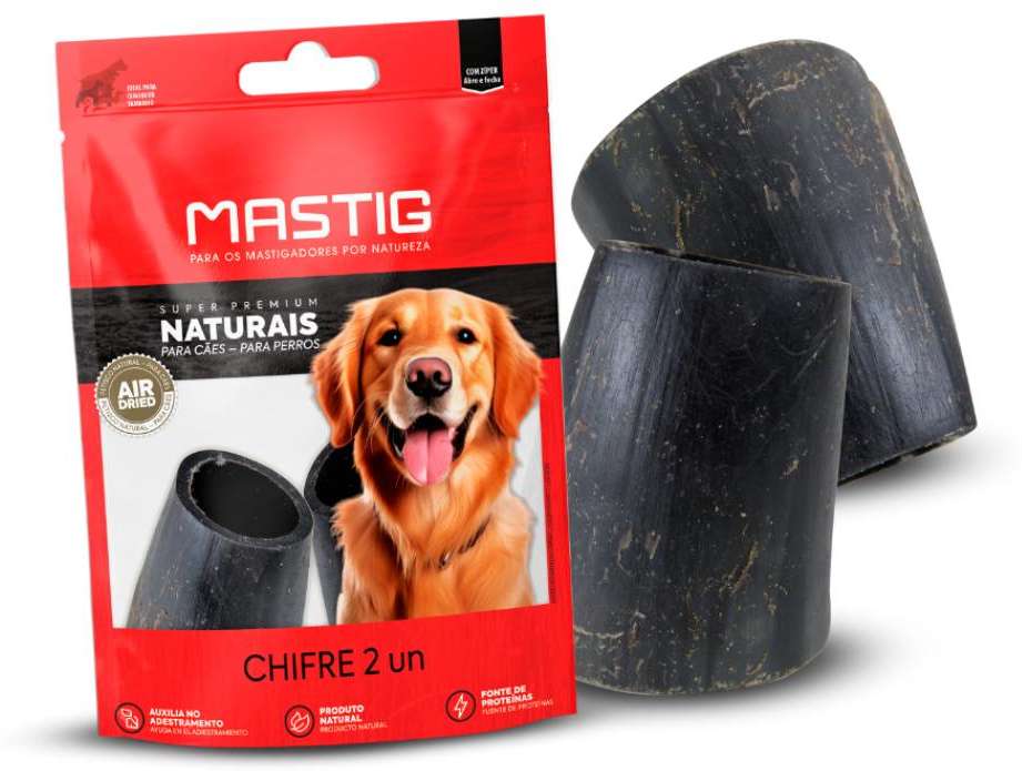 Petisco Chifre Bovino Mastig Super Premium Naturais para Cães - 2 Unidades