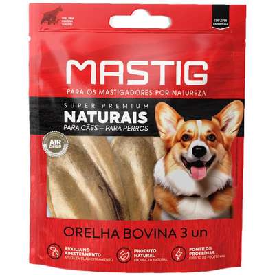 Petisco Orelha Bovina Mastig Super Premium para Cães