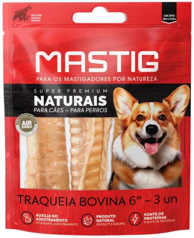 Petisco Traqueia Bovina Super Premium Naturais para Cães - 3 Unidades