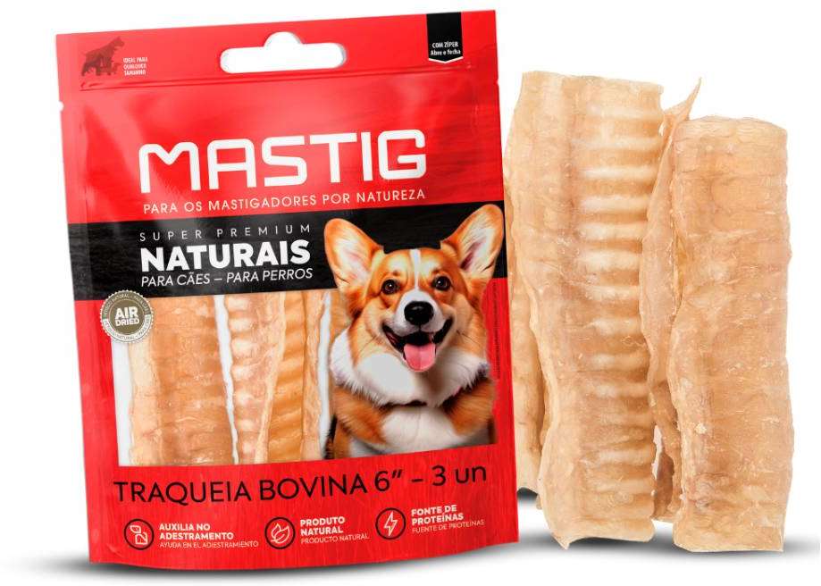 Petisco Traqueia Bovina Super Premium Naturais para Cães - 3 Unidades