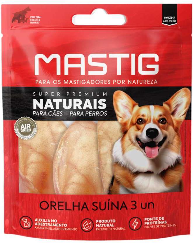 Petisco Orelha Suína Super Premium Naturais para Cães - 3 Unidades