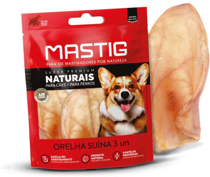Petisco Orelha Suína Super Premium Naturais para Cães - 3 Unidades