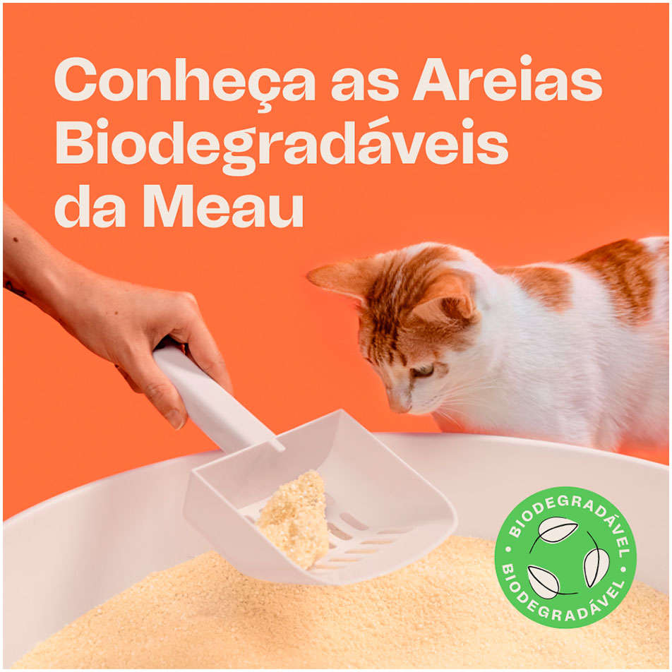 Areia Higiênica Meau Biodegradável Grãos Mistos para Gatos - 4Kg