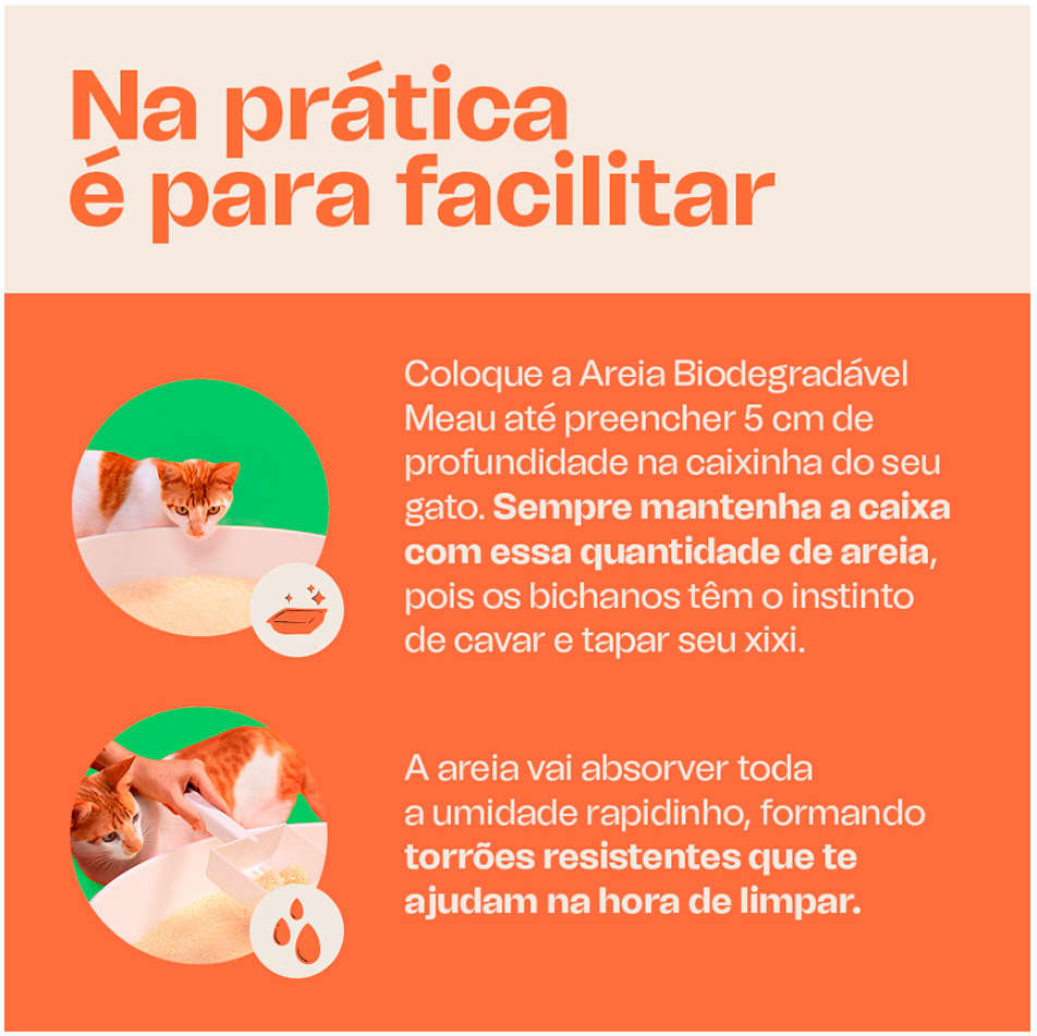 Areia Higiênica Meau Biodegradável Grãos Mistos para Gatos - 4Kg