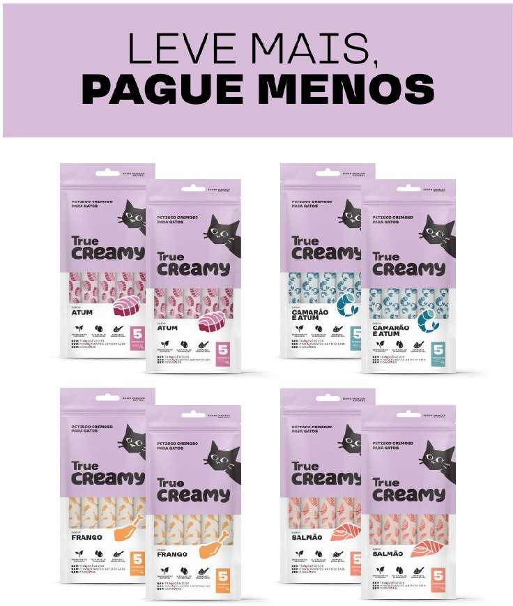 Petisco Cremoso True Creamy para Gatos 8 pacotes (40 unidades) - 8 pacotes (40 unidades)