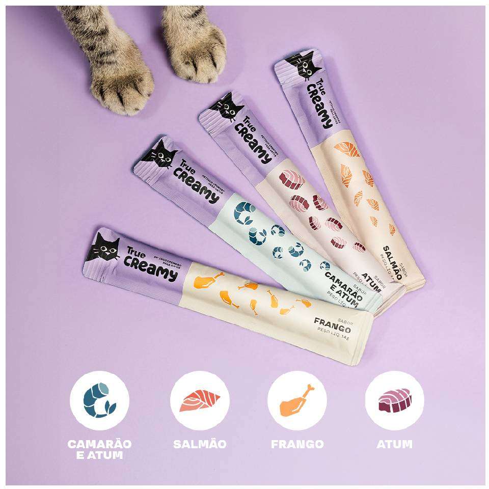 Petisco Cremoso True Creamy para Gatos 8 pacotes (40 unidades) - 8 pacotes (40 unidades)