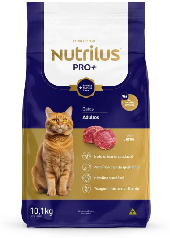 Kit Ração Nutrilus Pro+ Carne para Gatos Adultos - 10,1Kg (2 pacotes)