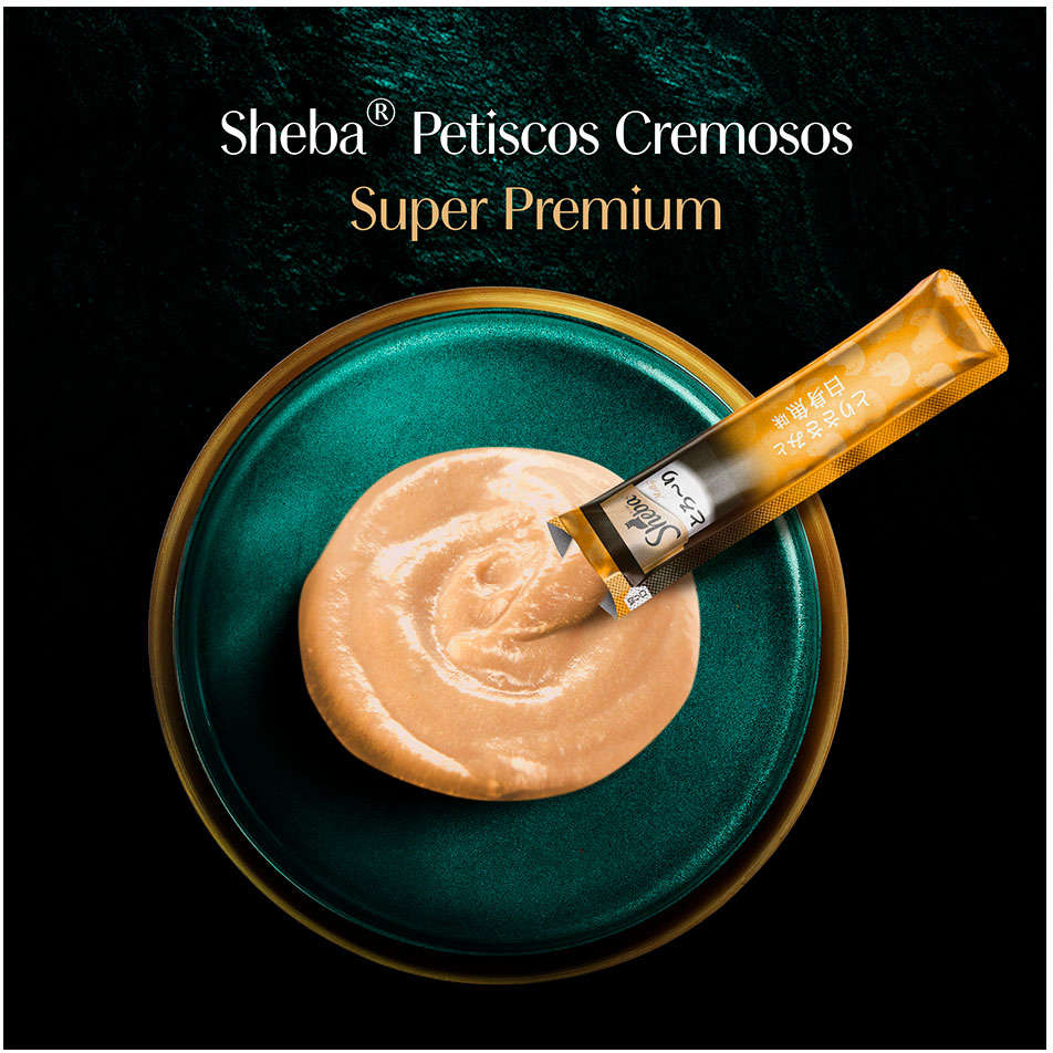 Petisco Sheba Cremoso Sabores Frango e Frango & Peixe Branco - 1 Pacote (4 Unidades)