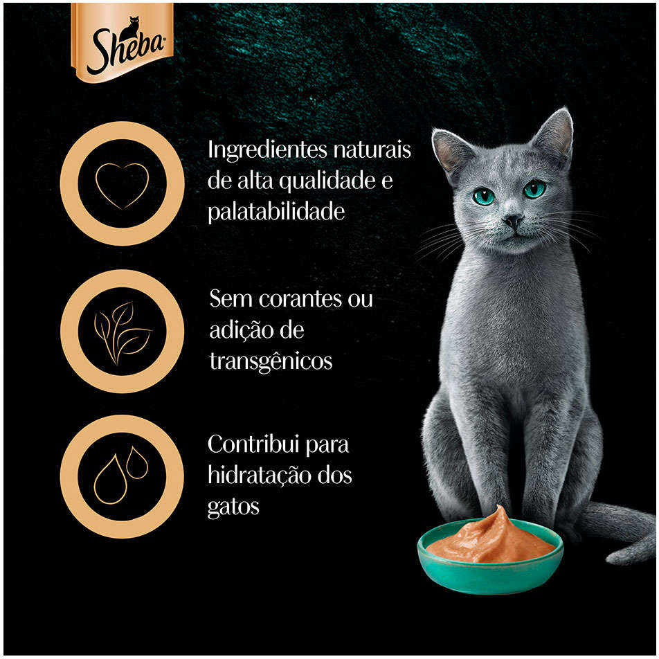 Petisco Sheba Cremoso Sabores Frango e Frango & Peixe Branco - 1 Pacote (4 Unidades)
