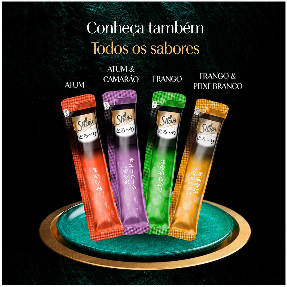 Petisco Sheba Cremoso Sabores Frango e Frango & Peixe Branco - 1 Pacote (4 Unidades)