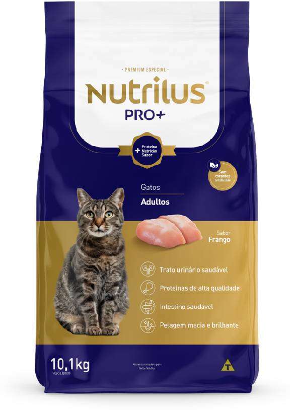 Kit Ração Nutrilus Pro+ Frango para Gatos Adultos - 20,2Kg (2 pacotes)