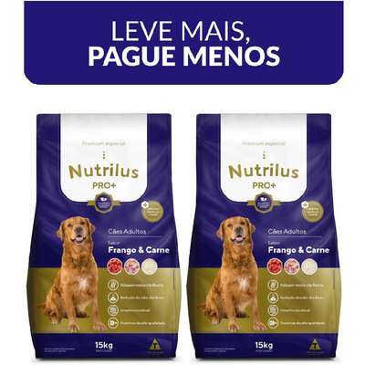 Ração Seca Nutrilus Pro+ Frango & Carne para Cães Adultos de Raças Médias e Grandes