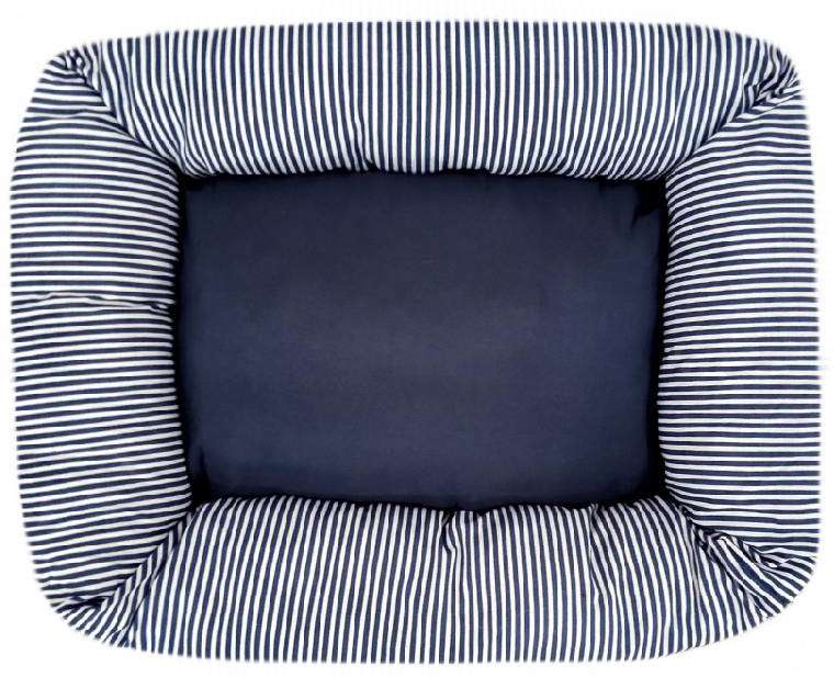 Cama Retangular Fábrica Pet Listra Azul Marinho - Tam. G