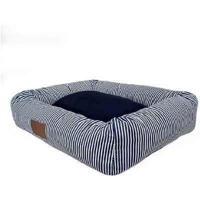 Cama Retangular Fábrica Pet Listra Azul Marinho