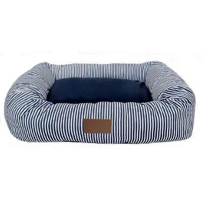 Cama Retangular Fábrica Pet Listra Azul Marinho