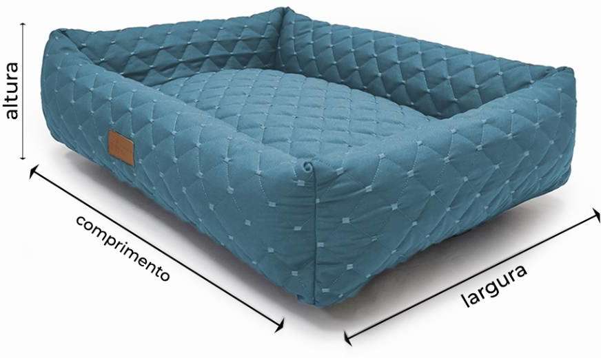Cama Retangular Fábrica Pet Matelasse Azul - Tam. M