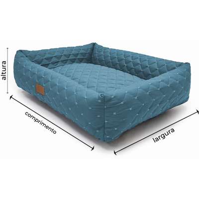 Cama Retangular Fábrica Pet Matelasse Azul