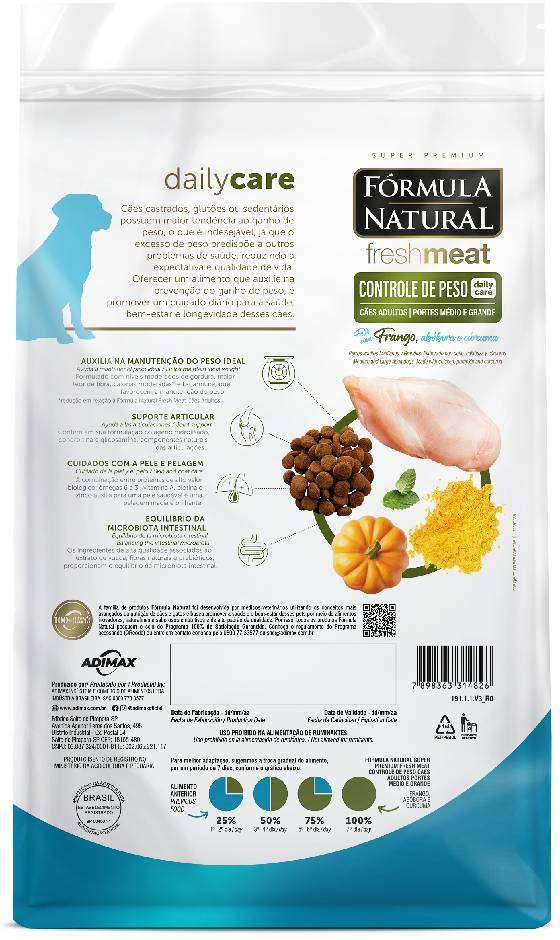 Ração Seca Fórmula Natural Fresh Meat Cães Light Raças Médias e Grandes - 12Kg