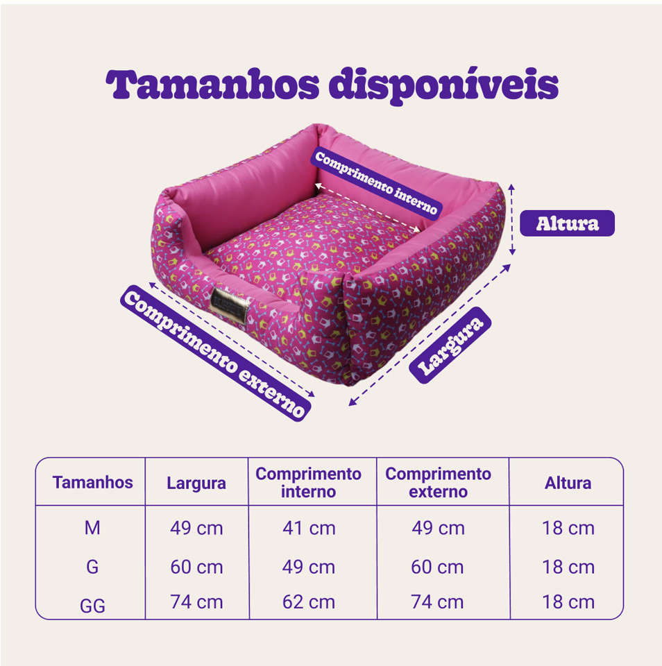 Cama Quadrada Luppet Conforto Osso Rosa - Tam. G