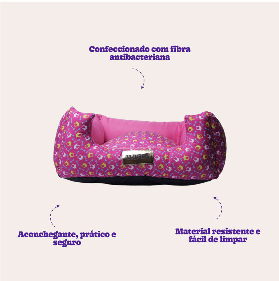 Cama Quadrada Luppet Conforto Osso Rosa - Tam. G
