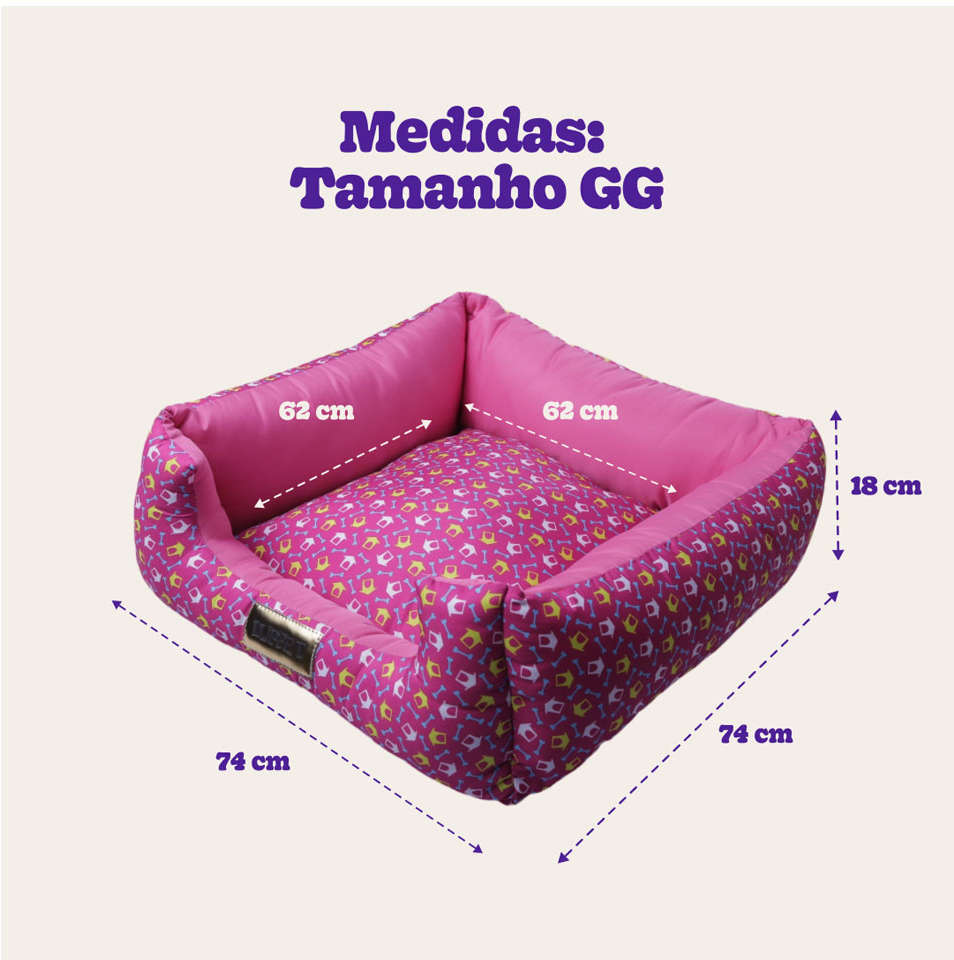 Cama Quadrada Luppet Conforto Osso Rosa - Tam. GG