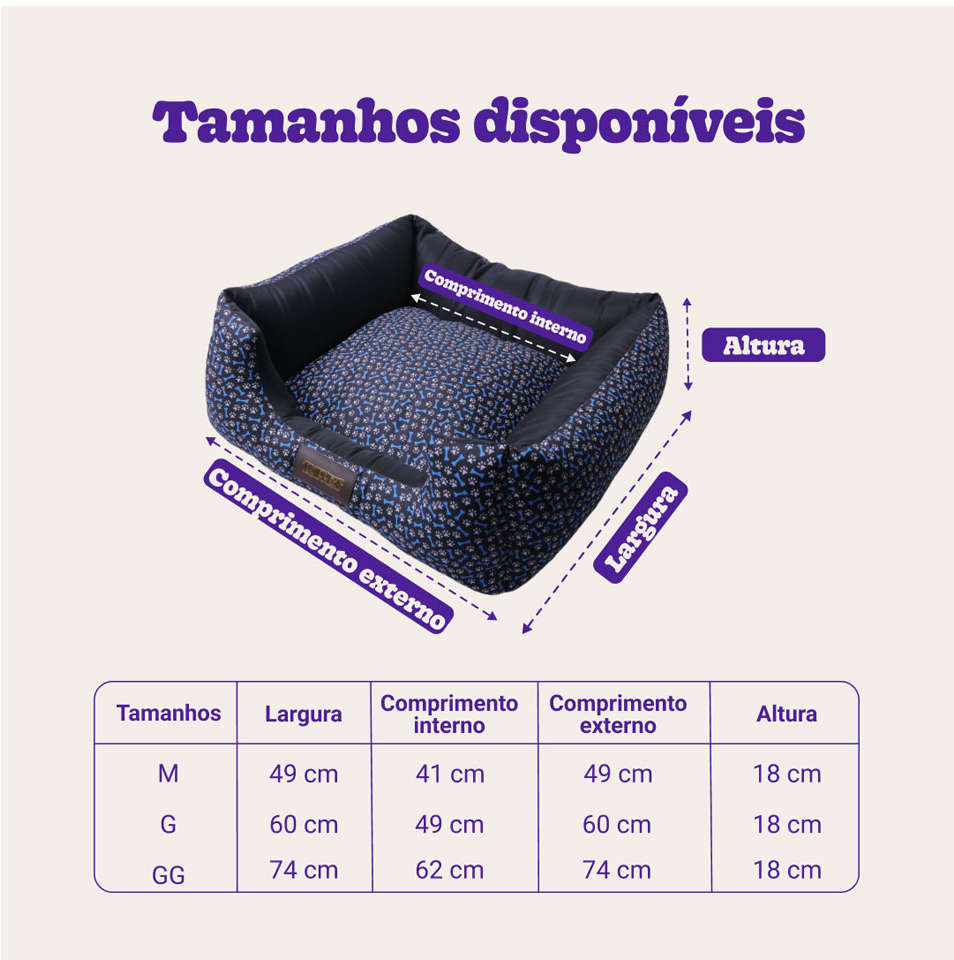 Cama Quadrada Luppet Conforto Osso Azul - Tam. G