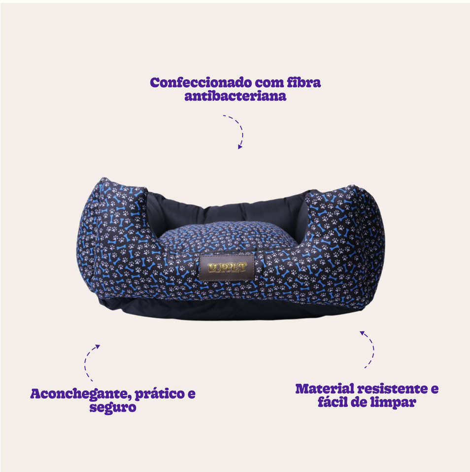 Cama Quadrada Luppet Conforto Osso Azul - Tam. G