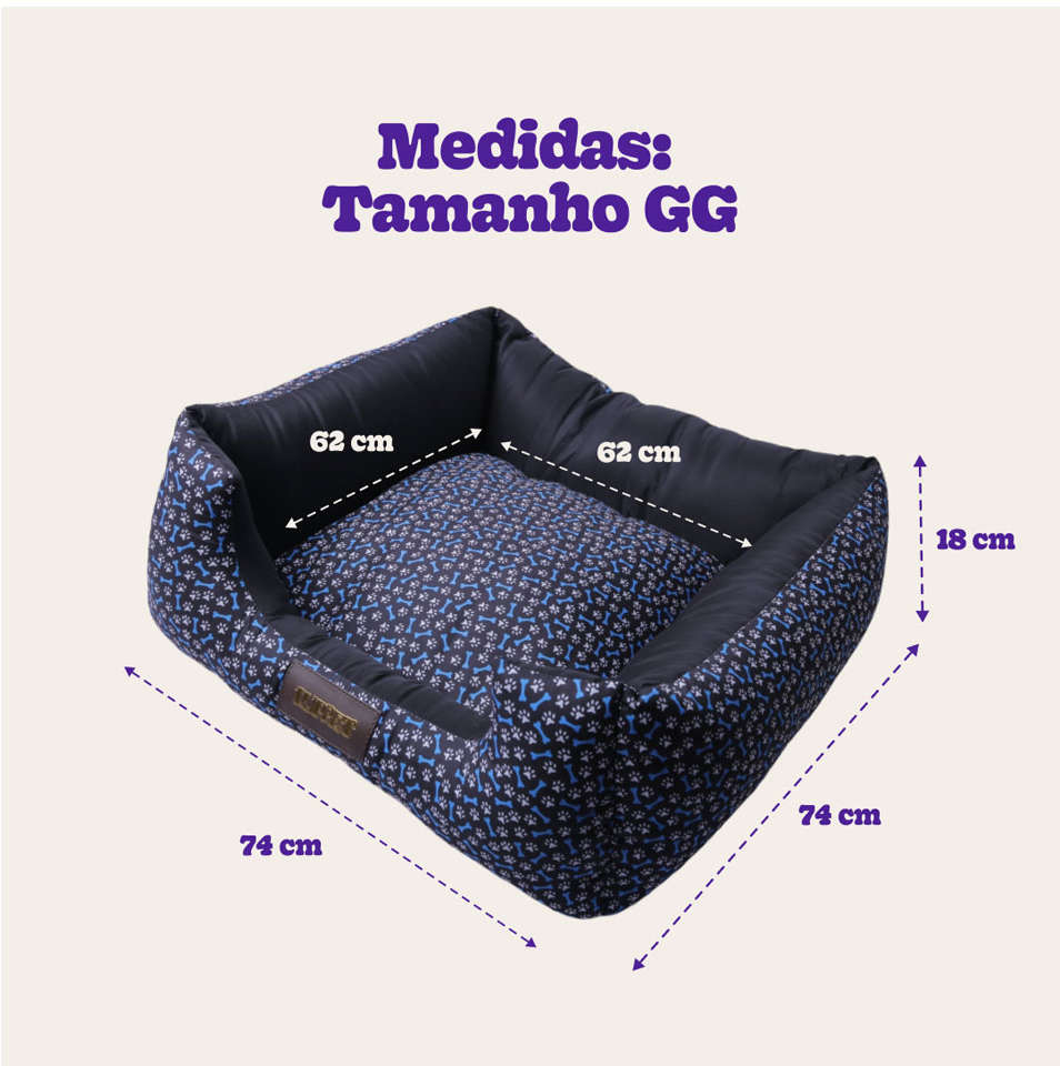 Cama Quadrada Luppet Conforto Osso Azul - Tam. GG