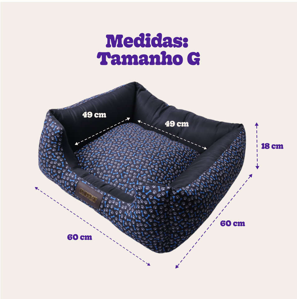 Cama Quadrada Luppet Conforto Osso Azul - Tam. G