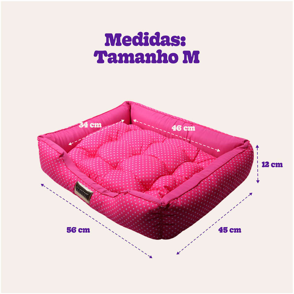 Cama Retangular Luppet Conforto Rosa Poá - Tam. M