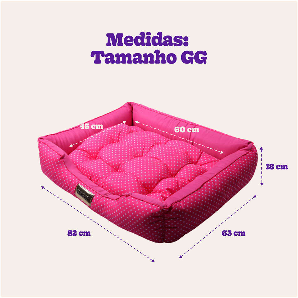 Cama Retangular Luppet Conforto Rosa Poá - Tam. GG
