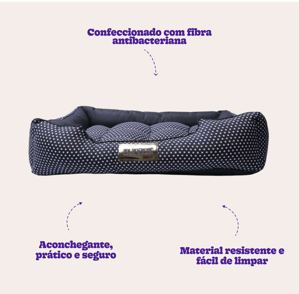 Cama Retangular Luppet Conforto Preta Poá - Tam. GG