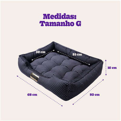 Cama Retangular Luppet Conforto Preta Poá