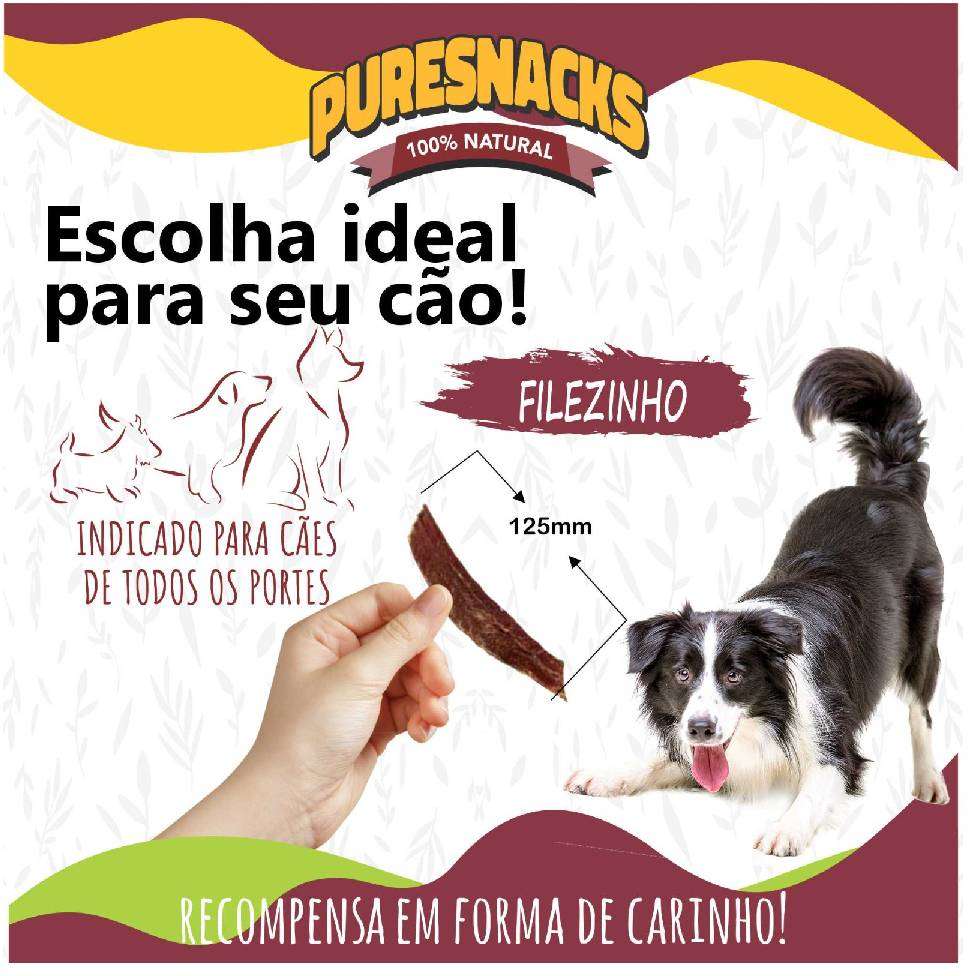 Petisco PureSnacks Filezinho Carne Esôfago Flat para Cães - 3 Unidade