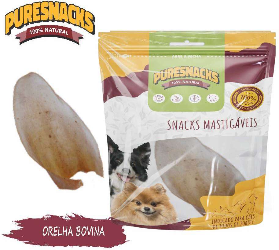 Petisco PureSnacks Orelha Bovina para Cães - 1 Unidade