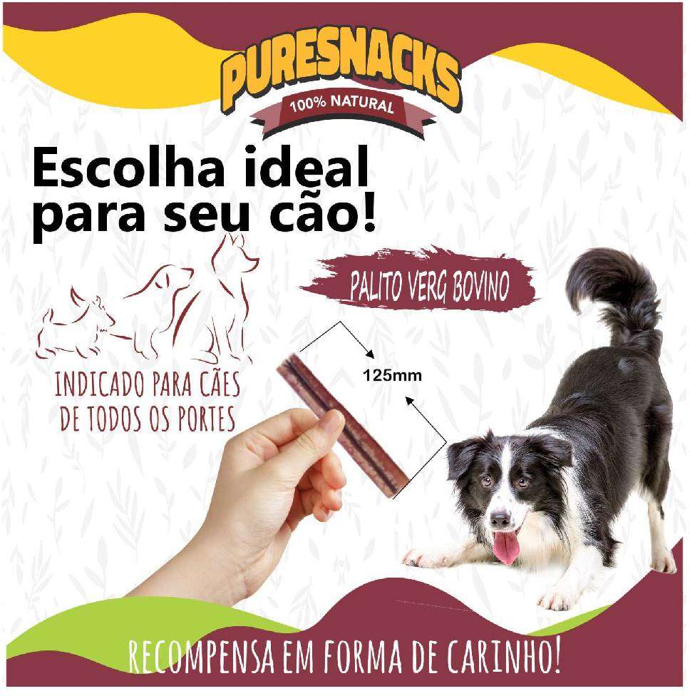 Petisco PureSnacks Palito Vergalho Bovino para Cães - 3 Unidades