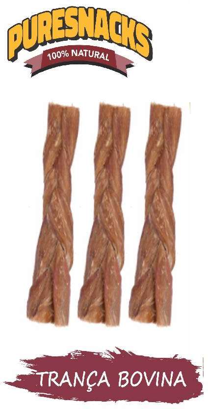 Petisco PureSnacks Trança Bexiga Bovina para Cães - 3 Unidades