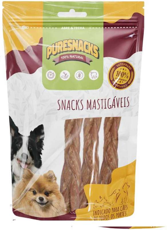 Petisco PureSnacks Trança Bexiga Bovina para Cães - 3 Unidades