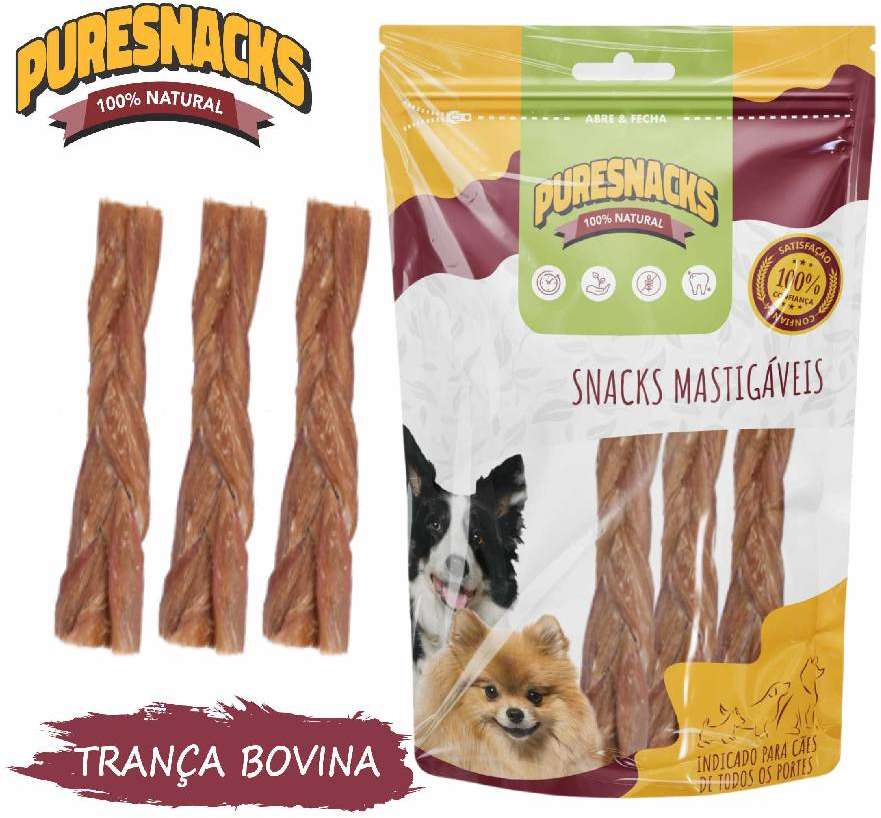 Petisco PureSnacks Trança Bexiga Bovina para Cães - 3 Unidades