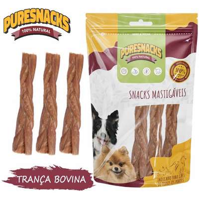 Petisco PureSnacks Trança Bexiga Bovina para Cães