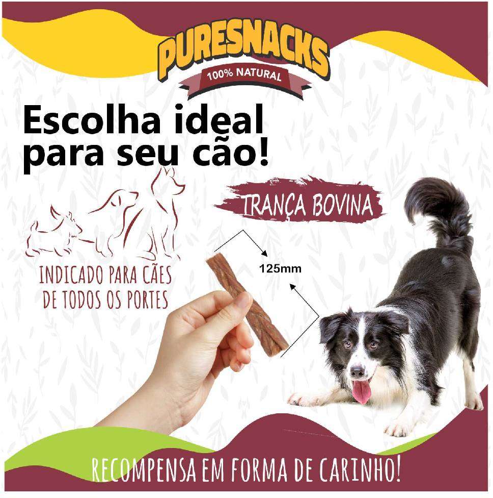 Petisco PureSnacks Trança Bexiga Bovina para Cães - 3 Unidades