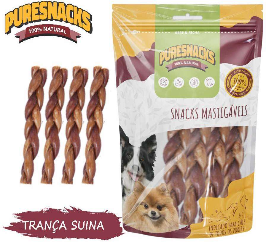 Petisco PureSnacks Trança Esôfago Suíno para Cães - 4 Unidades
