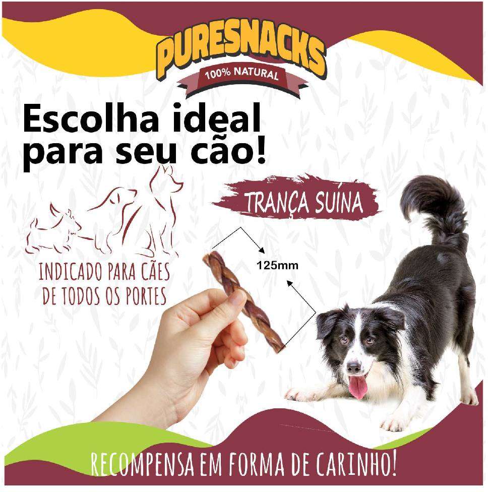 Petisco PureSnacks Trança Esôfago Suíno para Cães - 4 Unidades