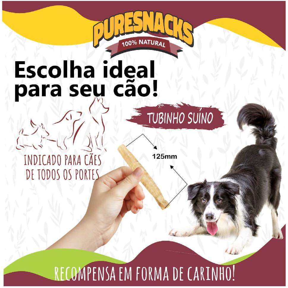 Petisco PureSnacks Tubinho Traquéia Suína para Cães - 3 Unidades