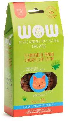 Petisco WOW Pet Food Natural para Gatos Sabor Frango Desidratado com Catnip - 50 g