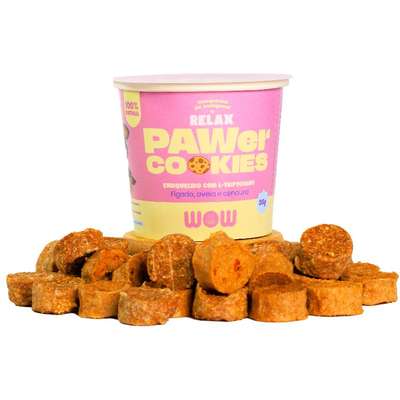 Cookies WOW Pet Food Pawer Relax Sabor Fígado, Aveia e Cenoura