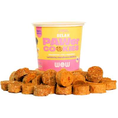 Cookies WOW Pet Food Pawer Relax Sabor Lombinho, Mandioca e Abóbora